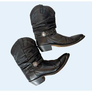 DINGO Women's Black Western Cowboy Slouch Boots Booties Size 7.5